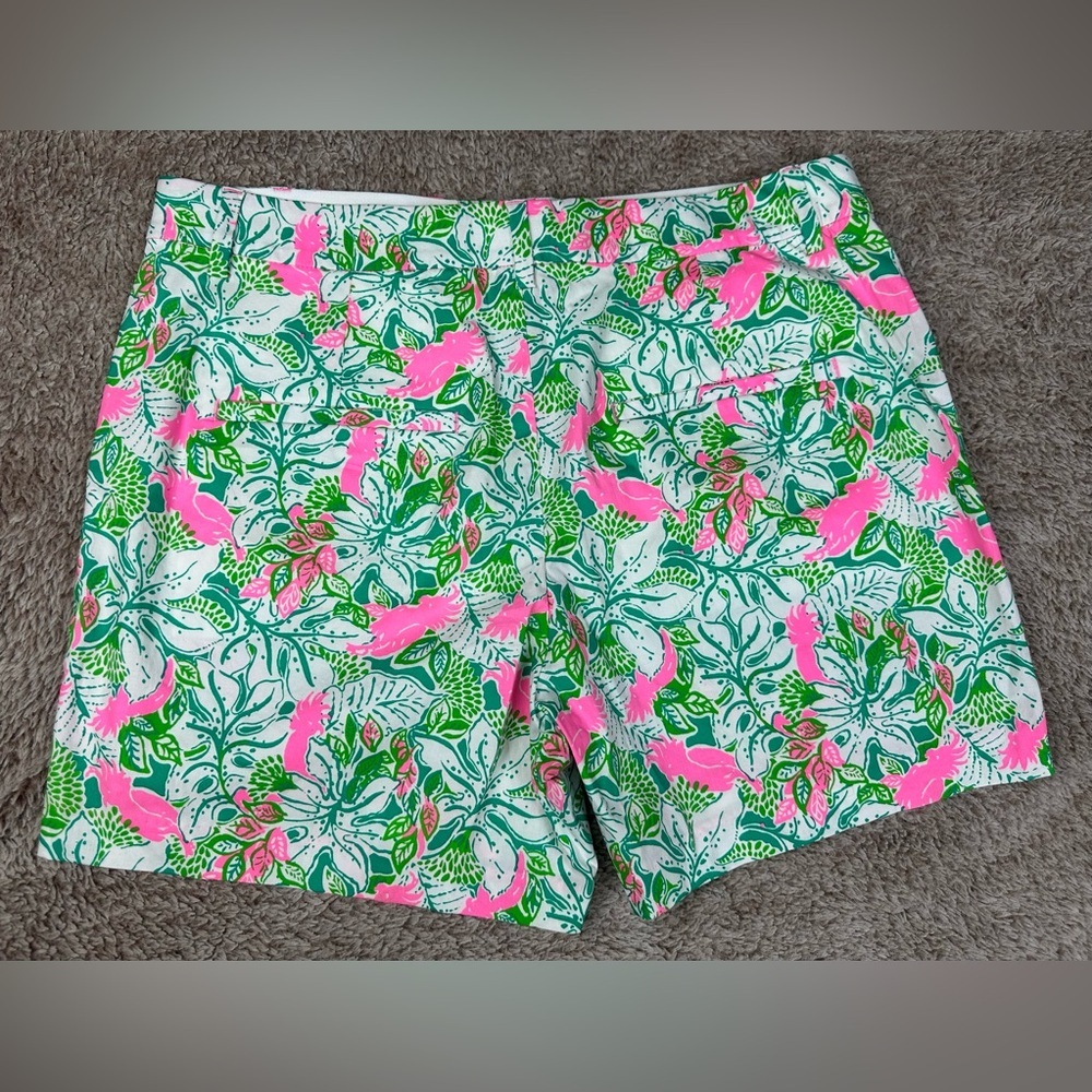 LillyPulitzer Gretchen 5” High-Rise Shorts Botanical Green Just Wing It Size 10 - Picture 8 of 16